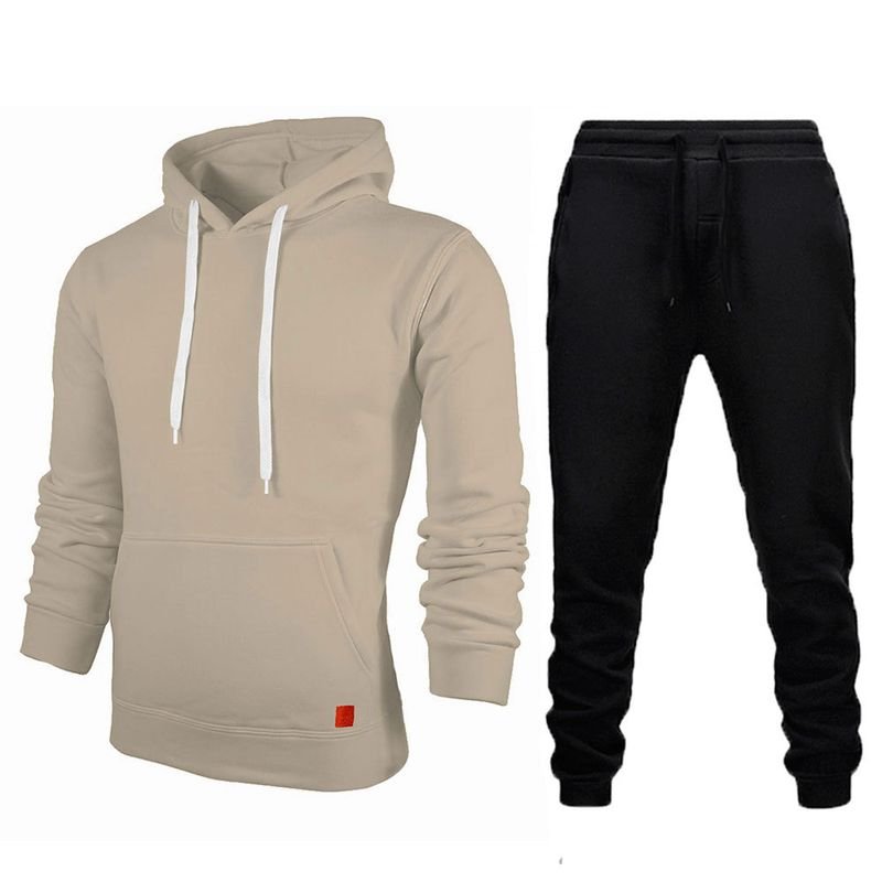 Men Casual Sports Basic Plus Size Long Sleeve Hoodies Trousers Sets