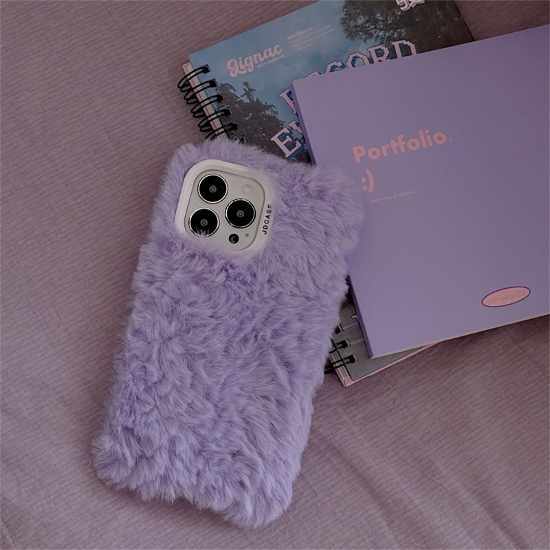 Winter Simple Plush Solid Color Apple 15 Iphone16 Phone Case