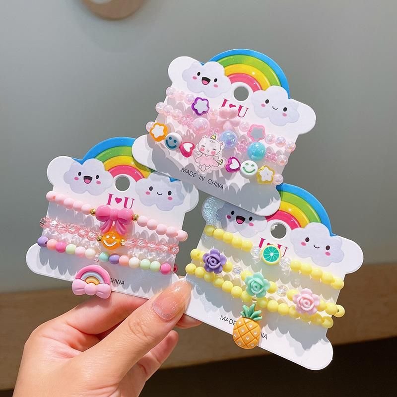 Kids Girls Cute Sweet Cartoon Acrylic Bracelet Set