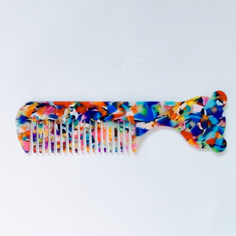Women'S Simple Marble Pattern Anti-Static Portable Cartoon Handle Hairdressing Comb