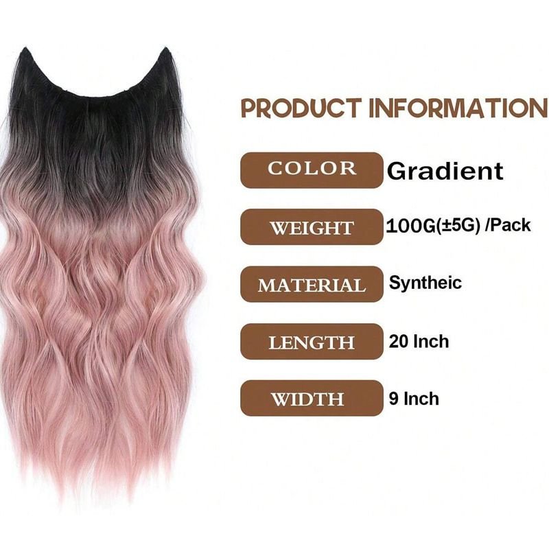 Women Gradient Color Hairpiece Curly Hair Extension Wig