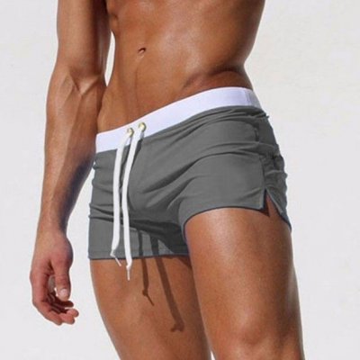 Men Casual Solid Color Breathable Quick-Drying Beach Swimming Shorts