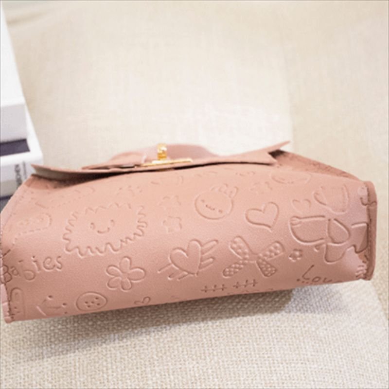 Women Sweet Solid Color Embossing PU Crossbody Bag