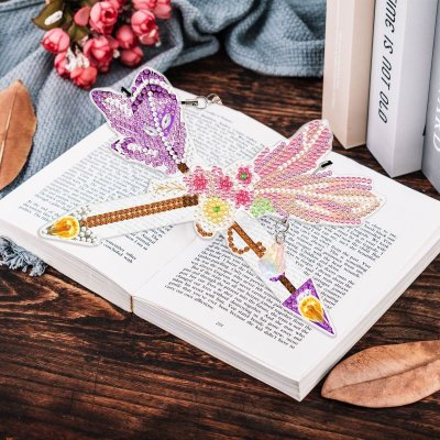 Diamond Painting Feather Bookmark Crystal Pendant Handmade Pendant Set