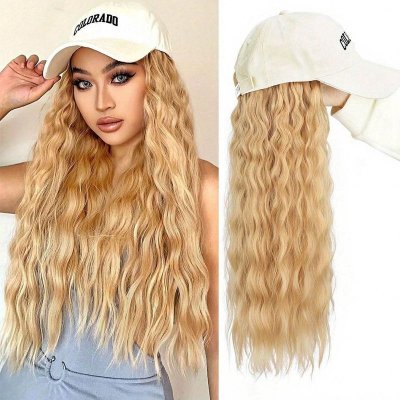 Women Fashion Long Curly Hair Baseball Cap Wig