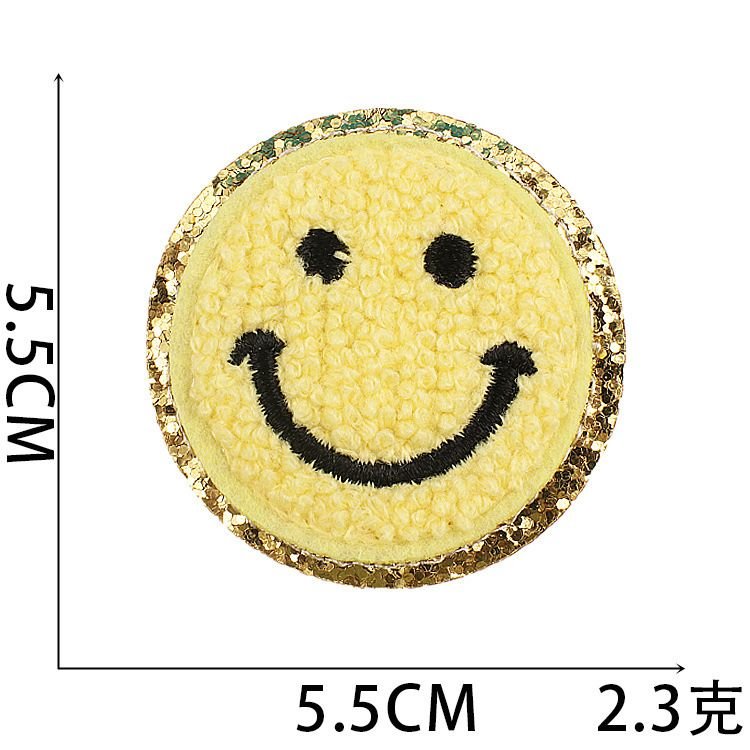 Fashion Lightning Love Rainbow Smiley Embroidered Cloth Sticker Hot-Melt Adhesive Chenille Patch