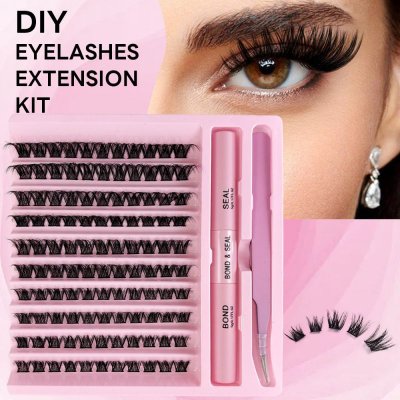 Women Large-Capacity Segmented Thick Self-Grafting Single-Cluster False Eyelash Set