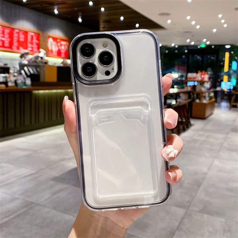 Simple Transparent Card Case Silicone Apple Phone Case