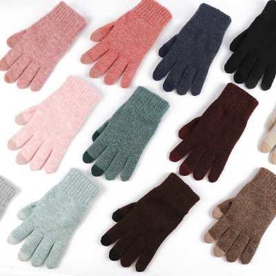 Autumn And Winter Women Fashion Non-Slip Warm Knitted Touch Screen Gloves