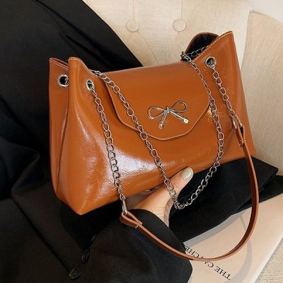 Women Elegant Solid Color Bow Shoulder Bag