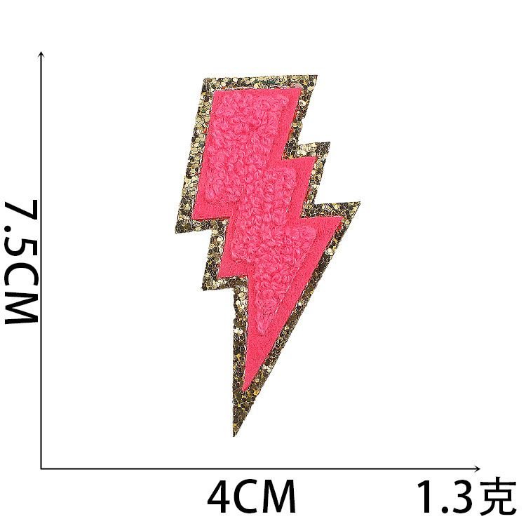 Fashion Lightning Love Rainbow Smiley Embroidered Cloth Sticker Hot-Melt Adhesive Chenille Patch