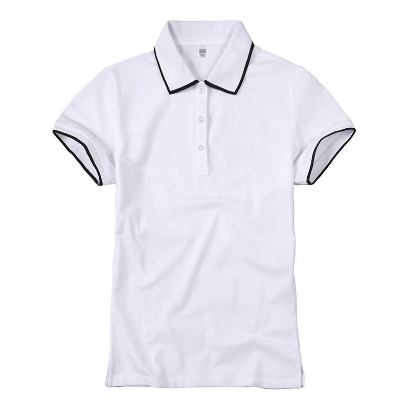 Women Short-Sleeved Summer Lapel V-Neck Work Logo Custom Polo Shirt