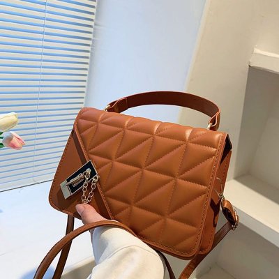 Women Rhombus Lattice Solid Color Crossbody Bag