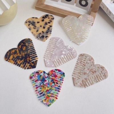 Women'S Fashion Cute Heart-Shaped Anti-Static Acetate Sheet Hairdressing Comb