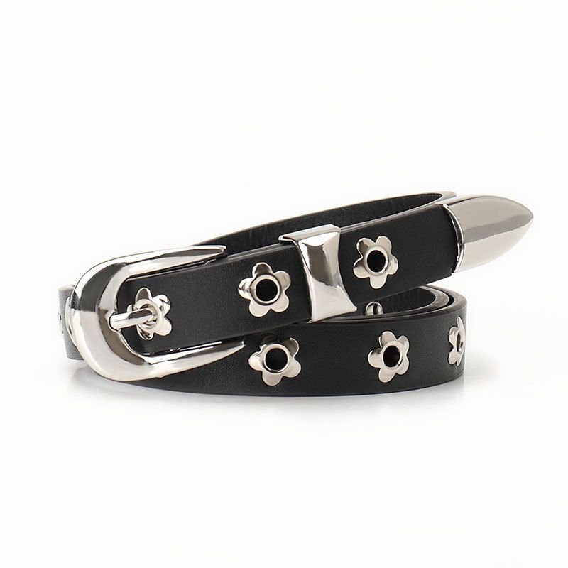 Women Simple Punk Floral Hole Belt