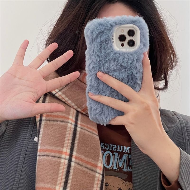 Winter Simple Plush Solid Color Apple 15 Iphone16 Phone Case