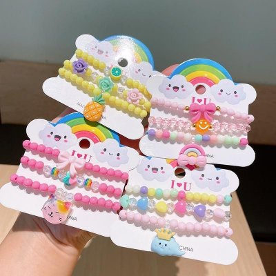 Kids Girls Cute Sweet Cartoon Acrylic Bracelet Set