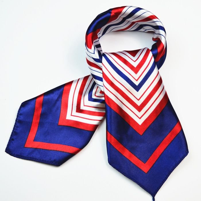 Women Simple Fashion Stripe Printed Square Silk Scarf