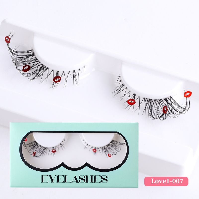 Women Natural Soft Transparent Pedicle Eye Tail Lined Multicolor Sequin False Eyelashes