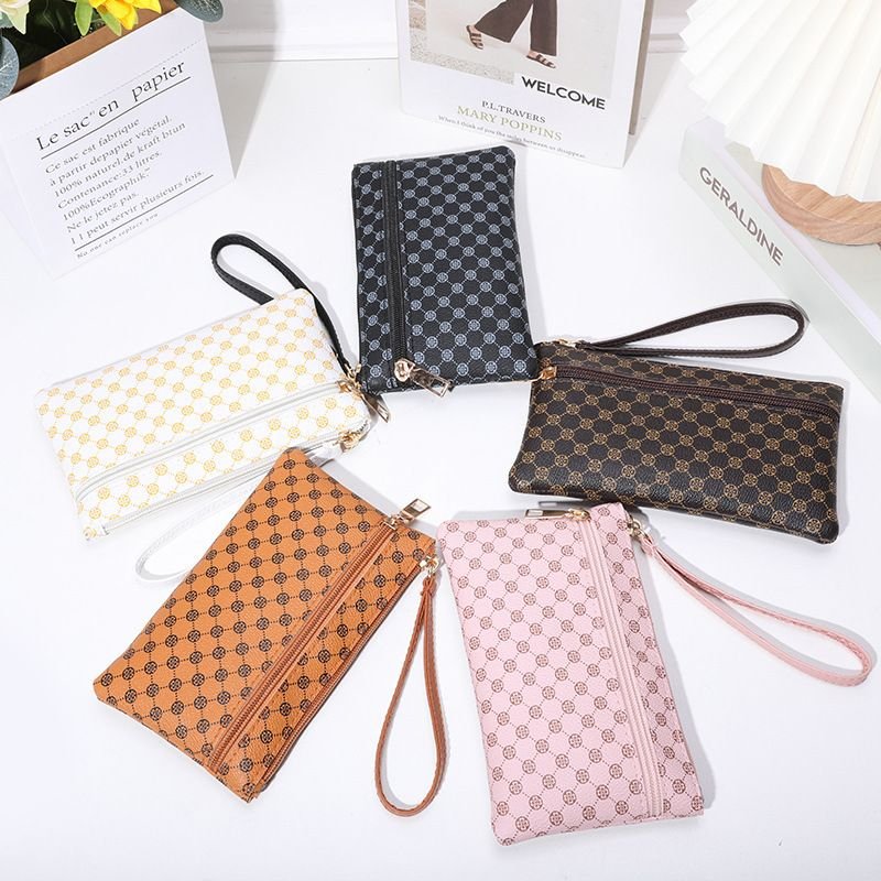 Women Fashion Old Flower Zipper Long Purses