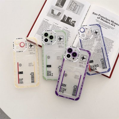 Women Fashionable Simple Transparent Boarding Card Case Apple Mobile Phone Case