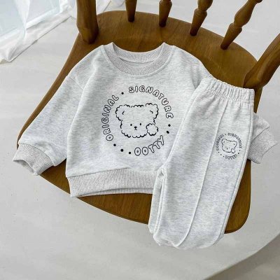 Kids Baby Boys Girls Casual Cute Cartoon Alphabet Print Long Sleeve Sweatshirts Trousers Sets