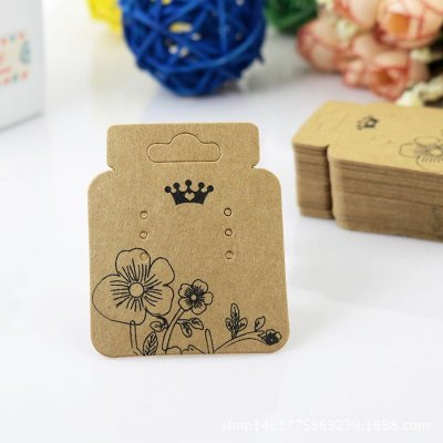 Retro Kraft Paper Printed Earrings Packaging 5.2*4.5cm Jewelry Card