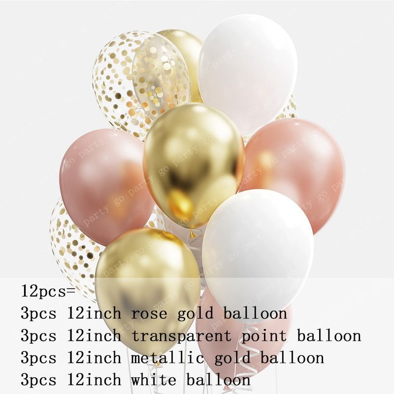 12 Pieces 12 Inch Black Gold Latex Balloon