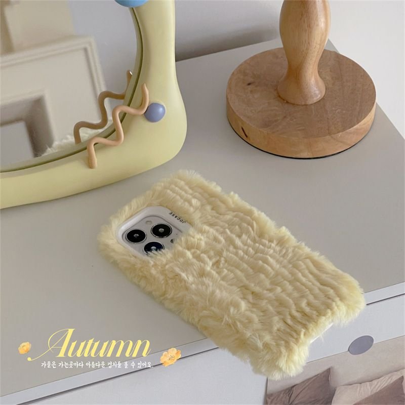 Winter Simple Plush Solid Color Apple 15 Iphone16 Phone Case