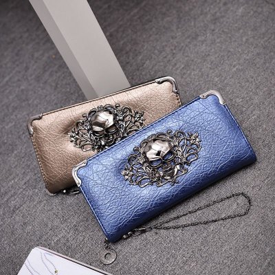 Women Fashion Creative Skull Long Purses