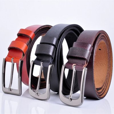 Men Fashion Alloy Pin Buckle Leather Belt