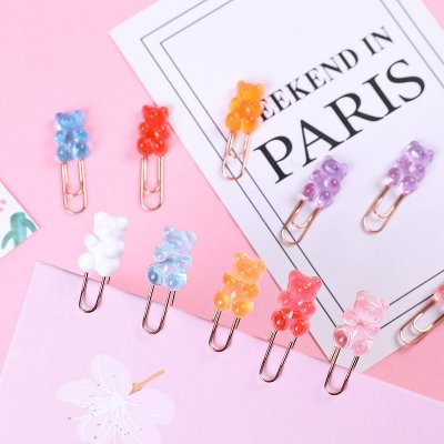 2pcs/set Creative Office Stationery Color Animal Cartoon Bear Paper Clips