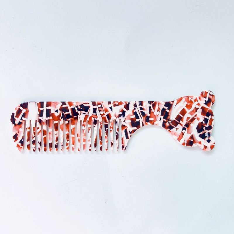 Women'S Simple Marble Pattern Anti-Static Portable Cartoon Handle Hairdressing Comb