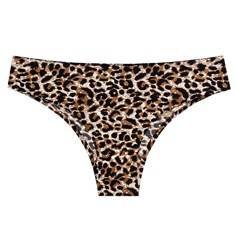 Women Fashion Sexy Leopard Ice Silk Seamless Underwear