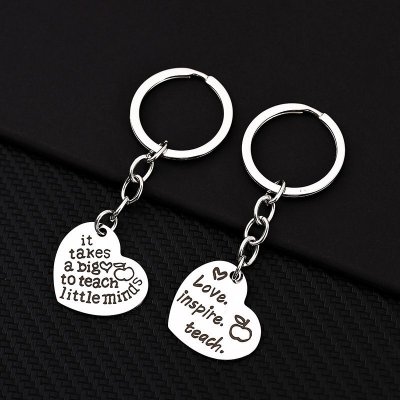 Simple Stainless Steel Heart-Shaped Keychain