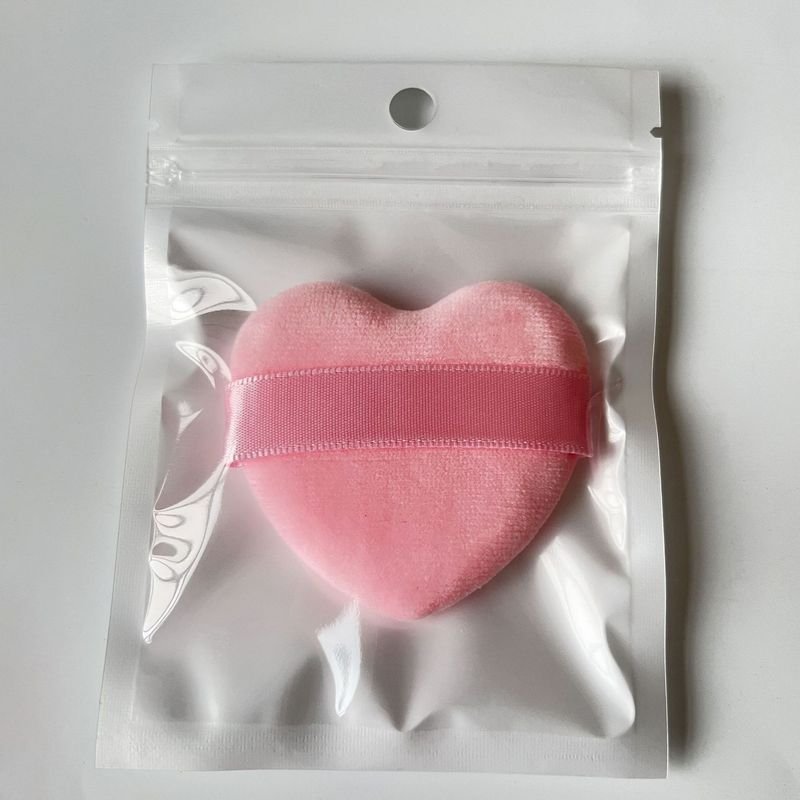 Fashion Women Simple Portable Heart-Shaped Set Makeup Black Velvet Puff