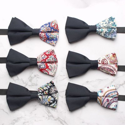 Men'S And Women'S Fashion Casual Tiny Flower Print Bow Tie