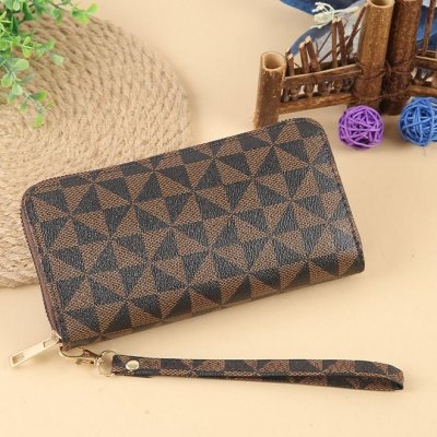 Women Fashion Geometric Printing Large Capacity Zipper Multi-Card Purses