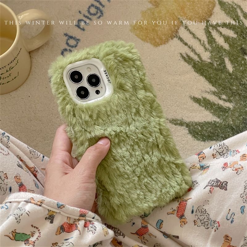 Winter Simple Plush Solid Color Apple 15 Iphone16 Phone Case