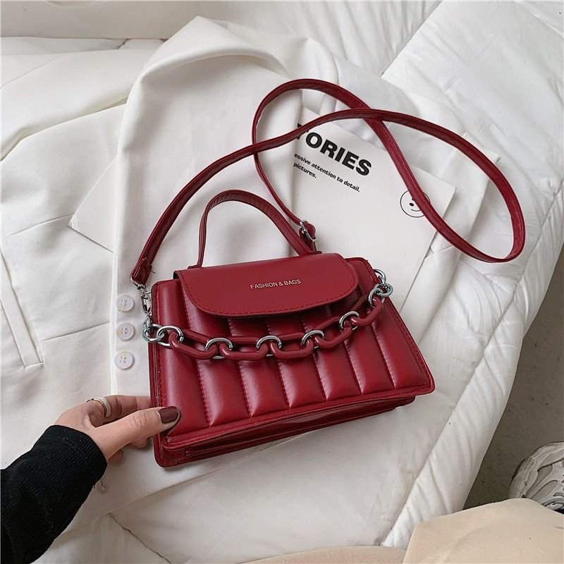 Fashion Solid Color Chain Shoulder Bag