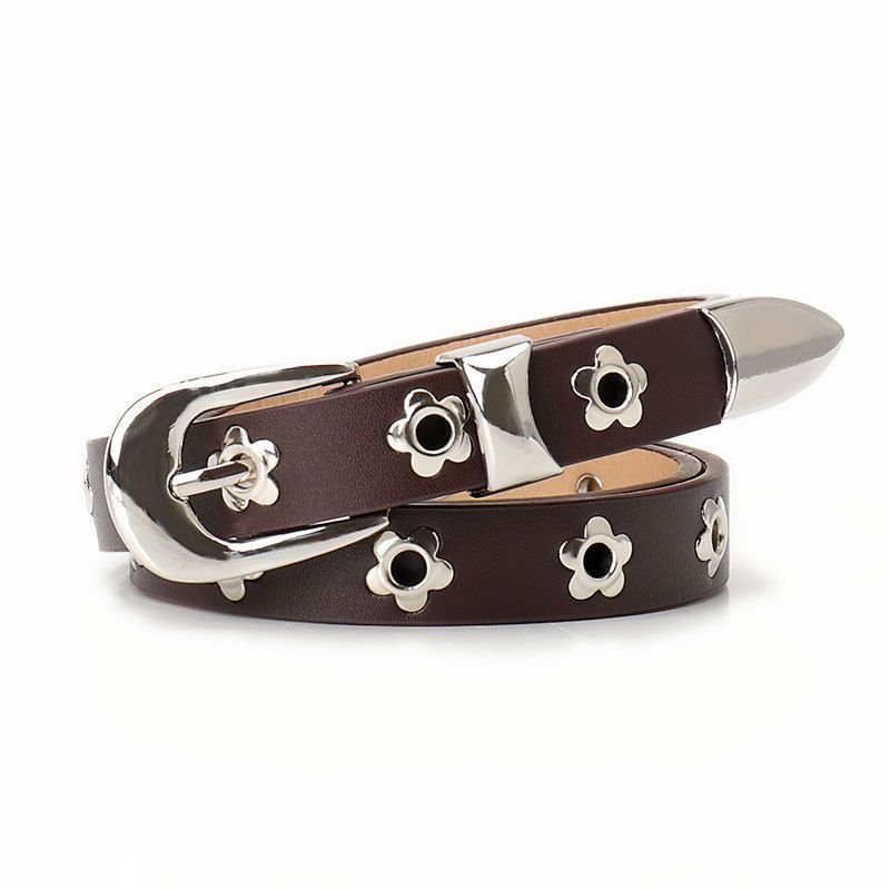 Women Simple Punk Floral Hole Belt