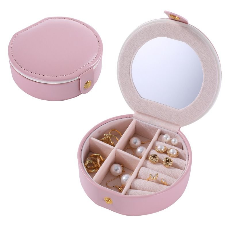 Fashion Round Jewelry Mirror Storage Box