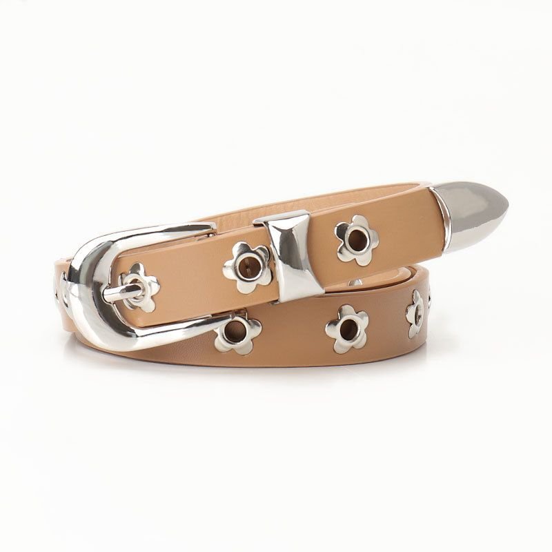 Women Simple Punk Floral Hole Belt