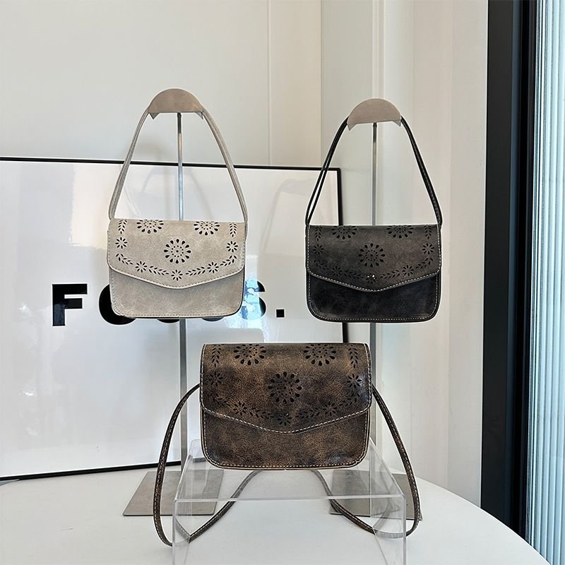 Women Fashion Solid Color Pattern Hollow Square Flap Cross Body Bag