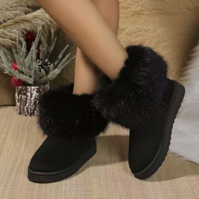 Autumn Winter Women Fashion Plus Size Fleece-Lined Warm Snow Boots