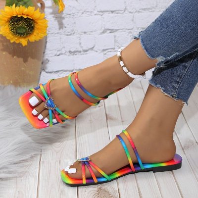 Women Fashion Multicolor Flat Slippers