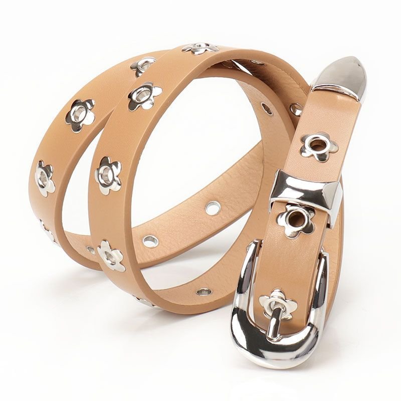 Women Simple Punk Floral Hole Belt