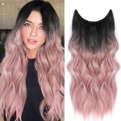 Women Gradient Color Hairpiece Curly Hair Extension Wig