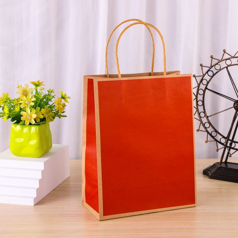 Simple Frame Contrast Color Packaging Paper Bag 50pcs/set