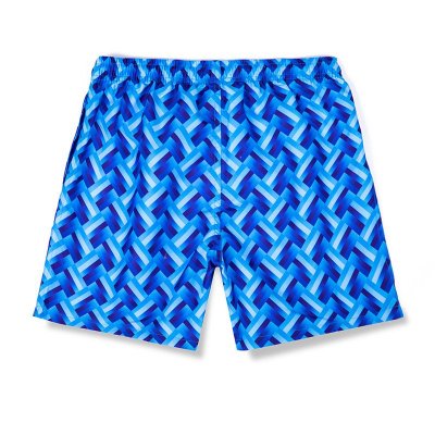 Men Casual Drawstring Waist Graphic Printed Color Blocking Shorts